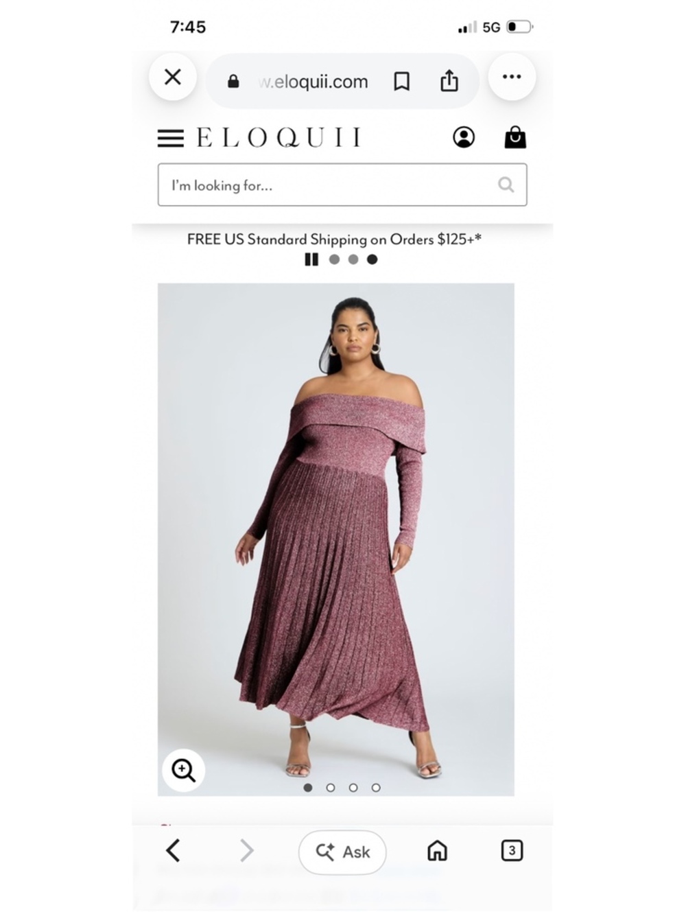 Eloquii Off Shoulder Pleated Long Dress